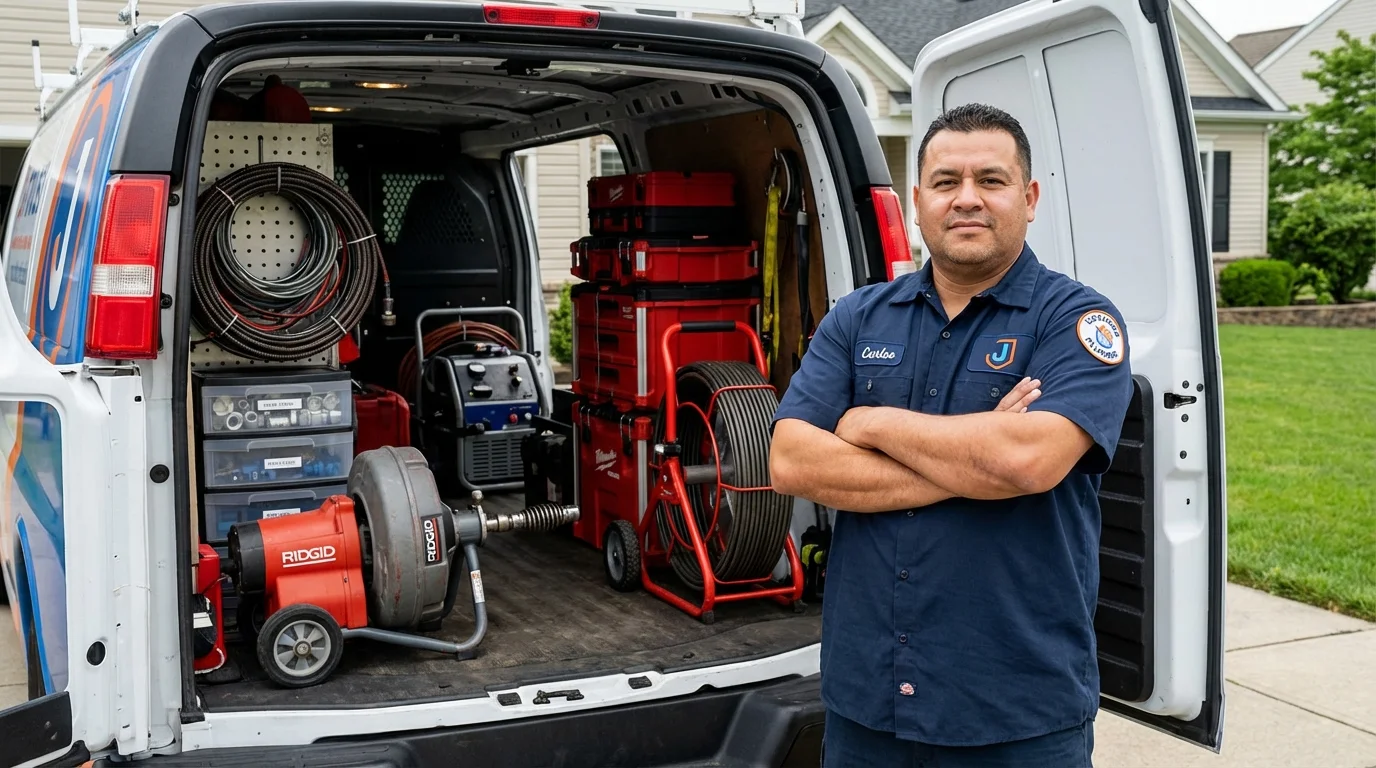 Professional drain cleaning equipment and Johns Plumbing LLC plumber in Olivehurst